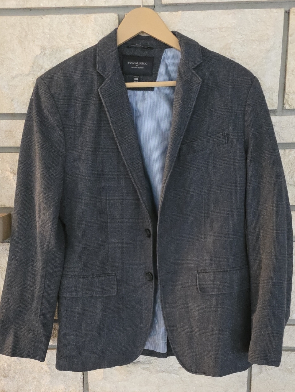 Banana Republic Men's Charcoal Gray Plaid Blazer
